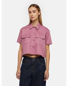 DICKIES TWILL W SS CROP WORK SHIRT - MELLOW MAUVE